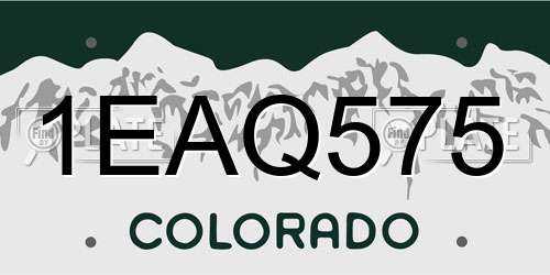 1EAQ575 Colorado License Plate