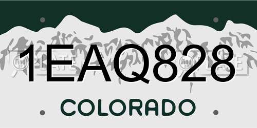 1EAQ828 Colorado License Plate