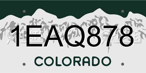 1EAQ878 Colorado License Plate