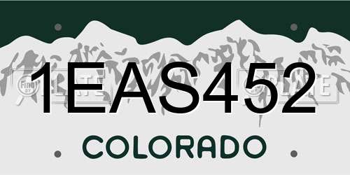 1EAS452 Colorado License Plate