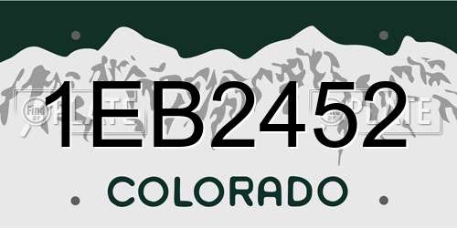 1EB2452 Colorado License Plate