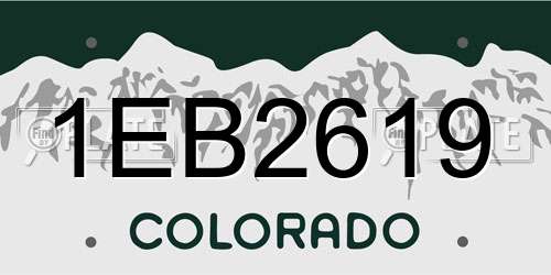 1EB2619 Colorado License Plate