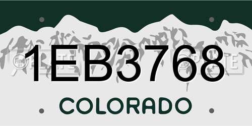 1EB3768 Colorado License Plate