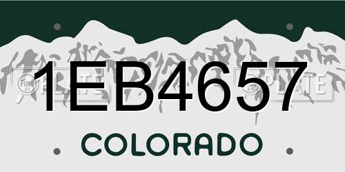 1EB4657 Colorado License Plate
