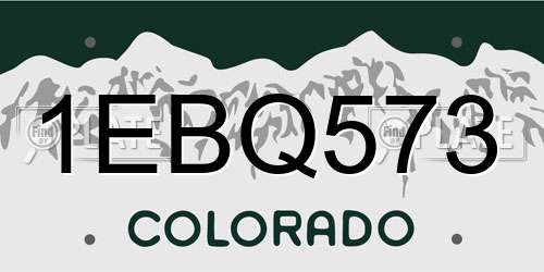 1EBQ573 Colorado License Plate