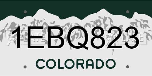 1EBQ823 Colorado License Plate