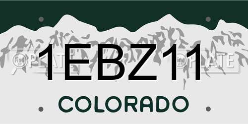 1EBZ11 Colorado License Plate