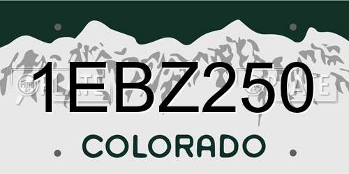 1EBZ250 Colorado License Plate
