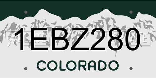 1EBZ280 Colorado License Plate