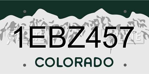 1EBZ457 Colorado License Plate