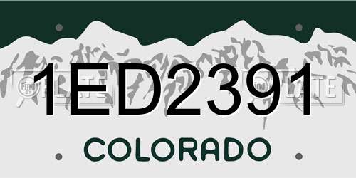 1ED2391 Colorado License Plate