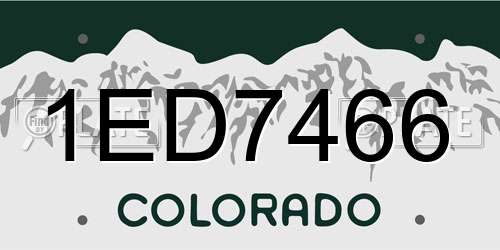 1ED7466 Colorado License Plate