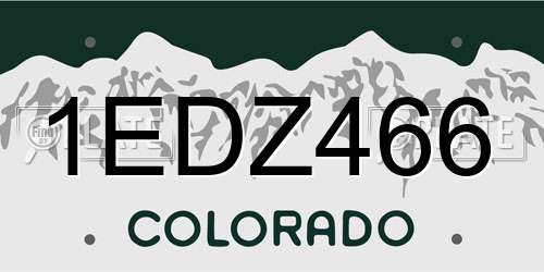 1EDZ466 Colorado License Plate