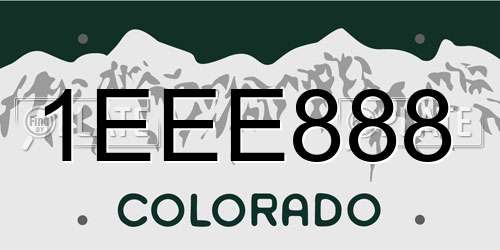 1EEE888 Colorado License Plate