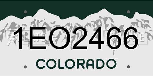 1EO2466 Colorado License Plate