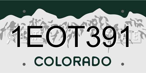 1EOT391 Colorado License Plate