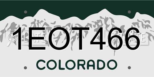 1EOT466 Colorado License Plate