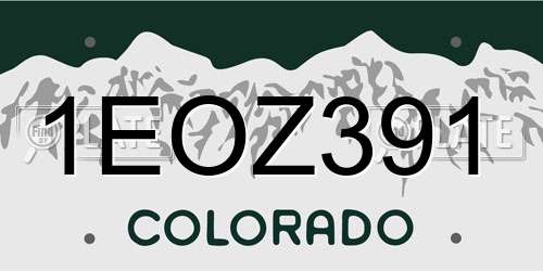 1EOZ391 Colorado License Plate