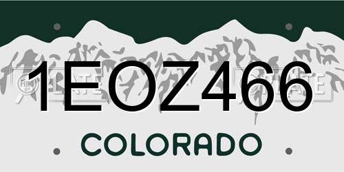 1EOZ466 Colorado License Plate