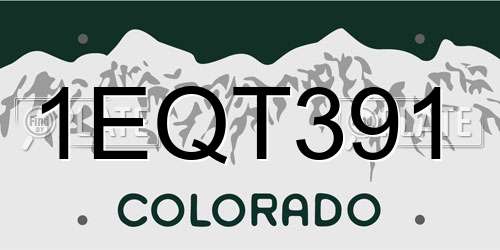 1EQT391 Colorado License Plate