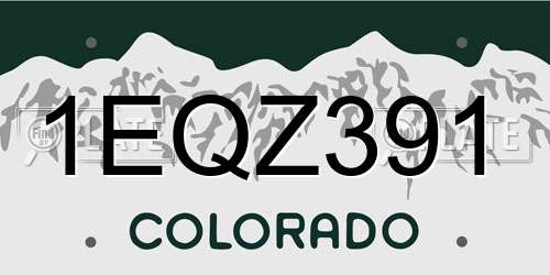 1EQZ391 Colorado License Plate