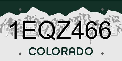 1EQZ466 Colorado License Plate