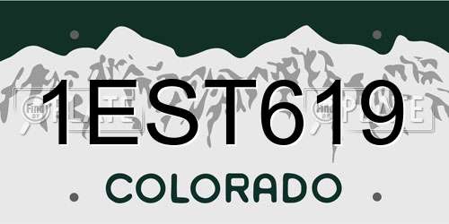 1EST619 Colorado License Plate