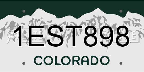 1EST898 Colorado License Plate