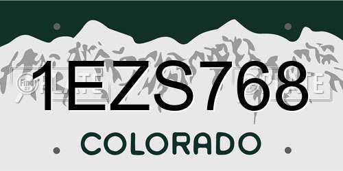 1EZS768 Colorado License Plate