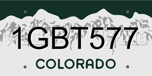 1GBT577 Colorado License Plate
