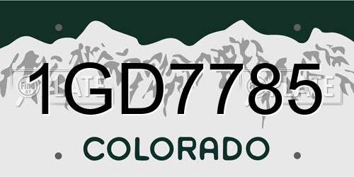 1GD7785 Colorado License Plate