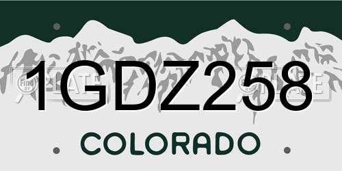 1GDZ258 Colorado License Plate