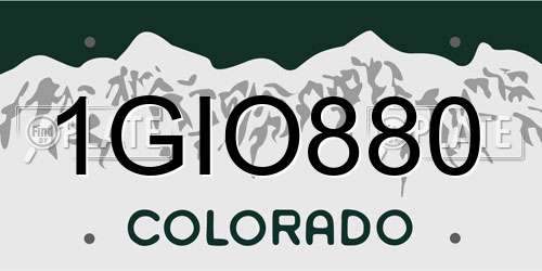 1GIO880 Colorado License Plate