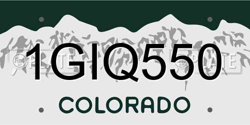 1GIQ550 Colorado License Plate