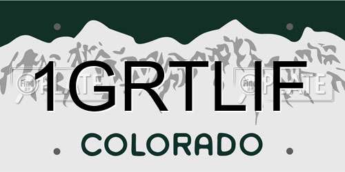 1GRTLIF Colorado License Plate