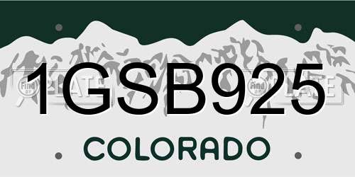 1GSB925 Colorado License Plate