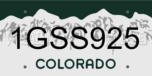1GSS925 Colorado License Plate
