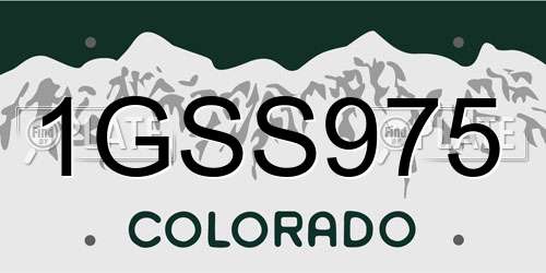 1GSS975 Colorado License Plate