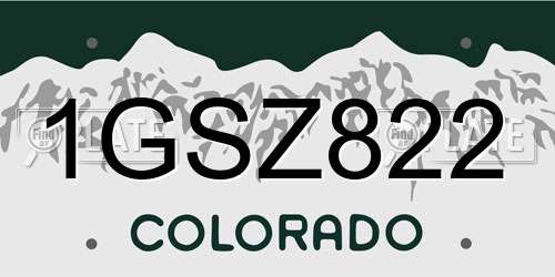 1GSZ822 Colorado License Plate