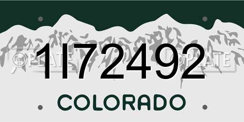 1I72492 Colorado License Plate