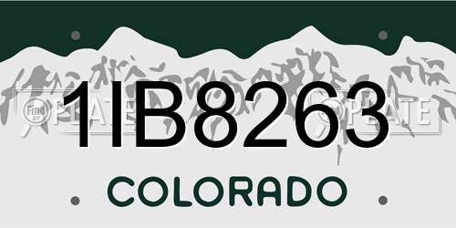 1IB8263 Colorado License Plate