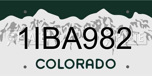 1IBA982 Colorado License Plate
