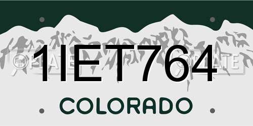 1IET764 Colorado License Plate