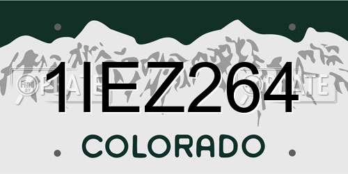 1IEZ264 Colorado License Plate
