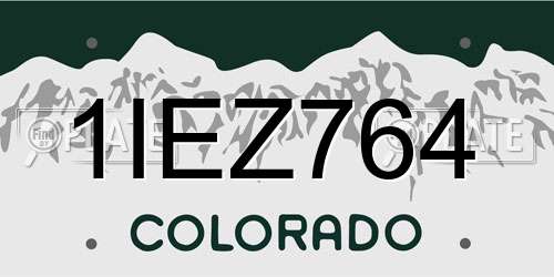 1IEZ764 Colorado License Plate