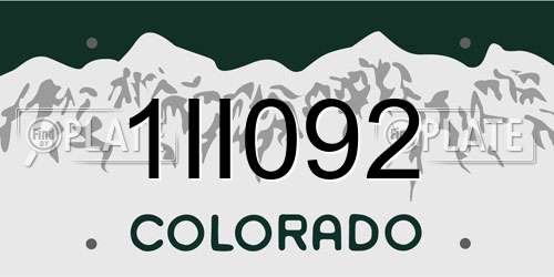 1II092 Colorado License Plate