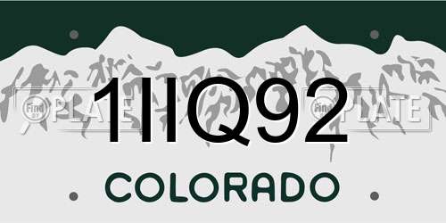 1IIQ92 Colorado License Plate