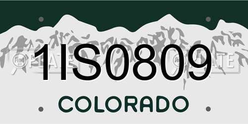 1IS0809 Colorado License Plate