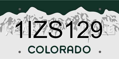 1IZS129 Colorado License Plate