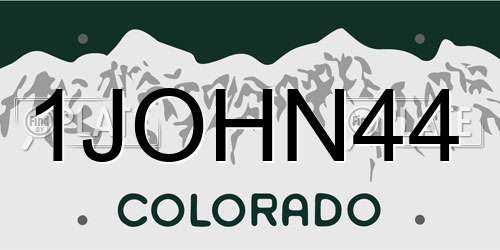 1JOHN44 Colorado License Plate
